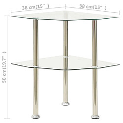 Acheter vidaXL Table d'appoint 2 niveaux Transparent 38x38x50 cm Verre trempé