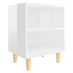 Acheter Maison Chic Lot de 2 Tables de chevet,Table de nuit,Table d'appoint pour salon pieds en bois - Blanc brillant 40x30x50 cm -MN61754