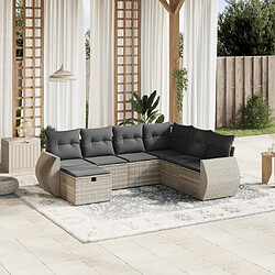 vidaXL Salon de jardin avec coussins 7 pcs gris clair résine tressée 