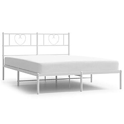 Maison Chic Lit adulte - Cadre de lit métal avec tête de lit pour chambre blanc 135x190 cm -MN47996