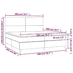 vidaXL Sommier à lattes de lit et matelas et LED Crème 200x200cm Tissu pas cher