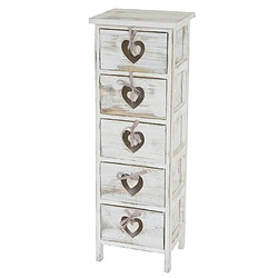 Mendler Commode / table d'appoint Forli / armoire, 5 tiroirs, 86x29x25cm, shabby, vintage ~ blanc