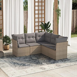 vidaXL Salon de jardin avec coussins 5 pcs beige résine tressée 