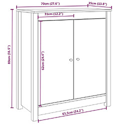 vidaXL Buffet noir 70x35x80 cm bois massif de pin pas cher