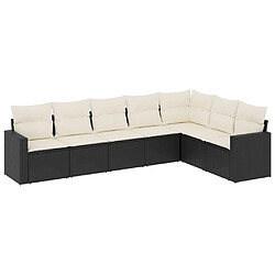 Maison Chic Ensemble Tables et chaises d'extérieur 7pcs avec coussins,Salon de jardin noir résine tressée -GKD927083