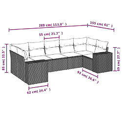 vidaXL Salon de jardin avec coussins 7 pcs gris résine tressée pas cher