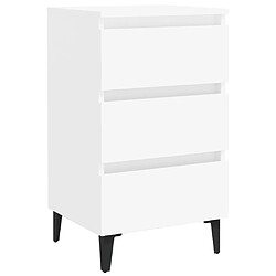 vidaXL Table de chevet avec pieds en métal blanc 40x35x69 cm