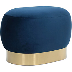 ICONIK INTERIOR Pouf - Velours et métal - Luxe Bleu foncé