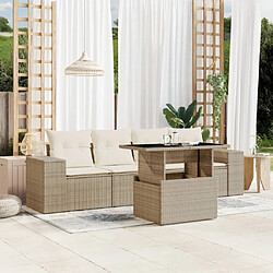 vidaXL Salon de jardin avec coussins 5 pcs beige résine tressée