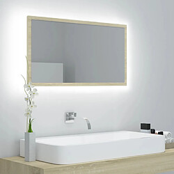 Maison Chic Miroir LED moderne de salle de bain,Décoration Miroir mural Bain Chêne sonoma 80x8,5x37 cm Acrylique -MN54481