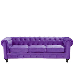 Beliani Canapé 3 places en velours violet CHESTERFIELD