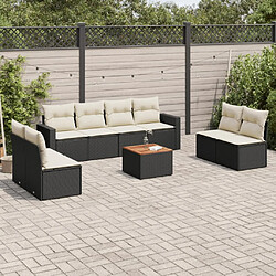 Maison Chic Ensemble Tables et chaises d'extérieur 9 pcs avec coussins,Salon de jardin noir résine tressée -GKD843285