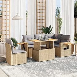 vidaXL Salon de jardin avec coussins 6 pcs beige résine tressée 