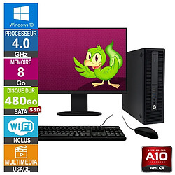 HP 705 G2 SFF A10-8750B 4GHz 8Go/480Go SSD Wifi W10 + Ecran 19 - Reconditionné