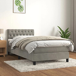 vidaXL Sommier à lattes de lit et matelas Gris clair 100x200cm Velours 