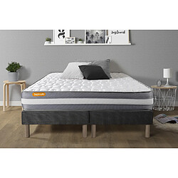 Septnuits Ensemble Memo Plus 180 x 200 cm Matelas 180x200 + double sommiers gris 90x200 Memo Plus Mémoire de forme 3 zones