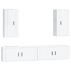 Maison Chic Ensemble de meubles TV 4 pcs pour salon - Blanc brillant Bois d'ingénierie -MN88108