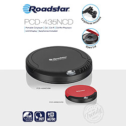 Lecteur CD, CDA, CD-R, CD-RW Portable avec Écouteurs Inclus, sans Fil Écran LCD, , Noir, Roadstar, PCD-435NCD/BK