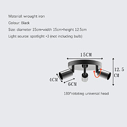 Acheter Universal Projecteur carré de 15 cm, projecteur 220V * 3 lampes de plafond en fer forgé pivotantes, lampes de ventilation dans les couloirs des chambres, des balcons et des couloirs(Le noir)