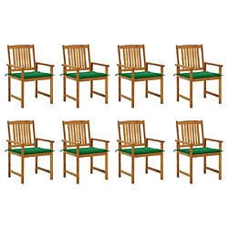 Maison Chic Lot de 8 Chaises de jardin,Fauteuil d'extérieur avec coussins Bois d'acacia solide -MN49794