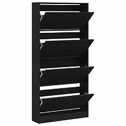 Maison Chic Armoire à chaussures 4 tiroirs | Meuble de rangement à chaussures Meuble d'Entrée rabattables noir 80x21x163,5 cm -MN60774 pas cher