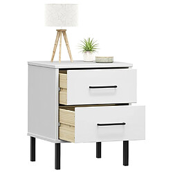 Avis Maison Chic Table de chevet,Table de nuit,Table d'appoint pour salon avec pieds en métal Blanc Bois pin massif OSLO -MN72202