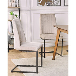 Beliani Chaise de salle à manger Chaise en porte-à-faux LAVONIA Set de 2 Velours Taupe