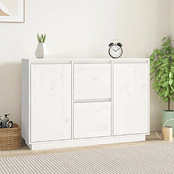 Maison Chic Buffet,Meuble de Rangement,commode pour salon,Cuisine Blanc 111x34x75 cm Bois massif de pin -MN15992