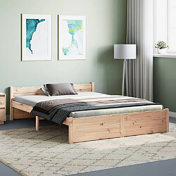 vidaXL Cadre de lit sans matelas bois massif 140x190 cm