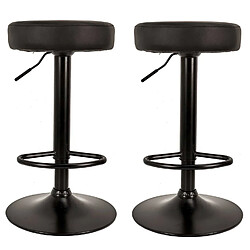 Toilinux Lot de 2 Tabourets de bar Mumford hauteur réglable en similicuir - Noir