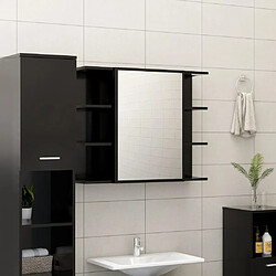 vidaXL Armoire à miroir de salle de bain Noir Bois d’ingénierie