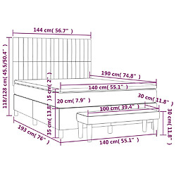 vidaXL Sommier à lattes de lit et matelas Gris clair 140x190cm Velours pas cher