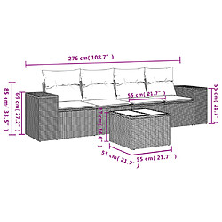 vidaXL Salon de jardin 5 pcs avec coussins gris résine tressée pas cher