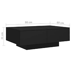 vidaXL Table basse Noir 90x60x31 cm Bois d’ingénierie pas cher