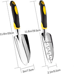 BESTA Truelle de jardin, pelle à main, 2 pièces en fonte d'aluminium robuste avec poignée en caoutchouc souple outils de jardin, petite truelle à main pour femmes hommes enfants jardinage