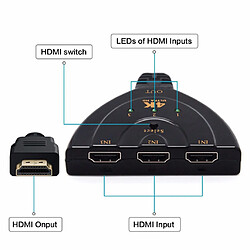 Adaptateur de boîte de hub de répartiteur de commutateur HDMI à commutateur automatique à 3 ports HD 4K X 2k HDTV