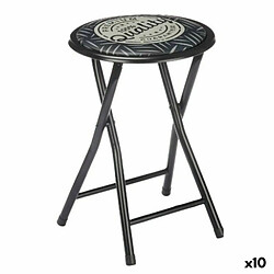 Gift Decor Tabouret Pliant Quality Noir Gris PVC Métal 30 x 30 x 45 cm (10 Unités) 