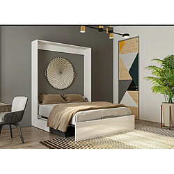 Avis Inside 75 Armoire lit escamotable DYNAMO SOFA façade blanc brillant canapé anthracite 140*200 cm