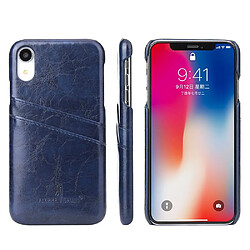 Etui en PU revêtue de cire de pétrole bleu pour votre Apple iPhone XR 