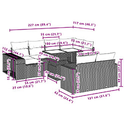 vidaXL Salon de jardin 11 pcs avec coussins beige résine tressée pas cher