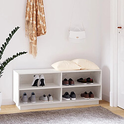 vidaXL Armoire à chaussures Blanc 110x34x45 cm Bois de pin massif