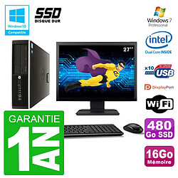 PC HP Compaq 8100 SFF Ecran 27" G6950 RAM 16Go SSD 480Go Graveur DVD Wifi W7 - Occasion