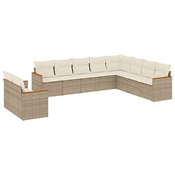 vidaXL Salon de jardin avec coussins 10 pcs beige résine tressée