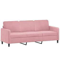 Avis vidaXL Canapé 3 places avec oreillers décoratifs rose 180 cm velours