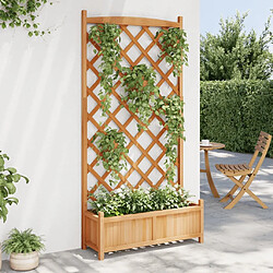 Avis Maison Chic Jardinière,Bac à fleurs avec treillis - pot de fleur marron bois massif de sapin -GKD69752