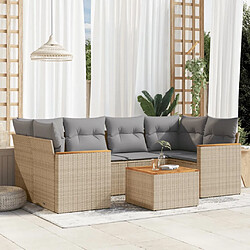 vidaXL Salon de jardin avec coussins 7pcs mélange beige résine tressée 