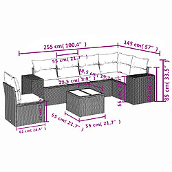 Acheter vidaXL Salon de jardin avec coussins 7 pcs gris résine tressée