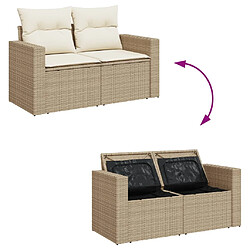 Acheter vidaXL Salon de jardin avec coussins 9 pcs beige résine tressée