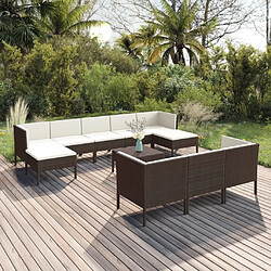 Maison Chic Salon de jardin 11pcs + coussins - Mobilier/Meubles de jardin - Table et chaises d'extérieur Résine tressée Marron -MN48324