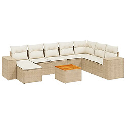 Maison Chic Salon de jardin avec coussins 9 pcs, Ensemble Tables et chaises de jardin, beige résine tressée -GKD278829